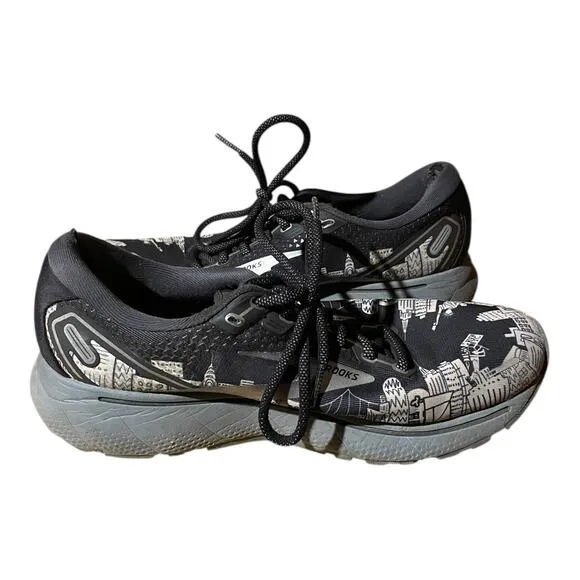 Brooks Mens Ghost 14 Running Sneakers Black Silver Gray Size 9 Medium