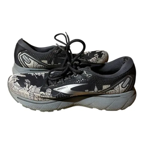 Brooks Mens Ghost 14 Running Sneakers Black Silver Gray Size 9 Medium