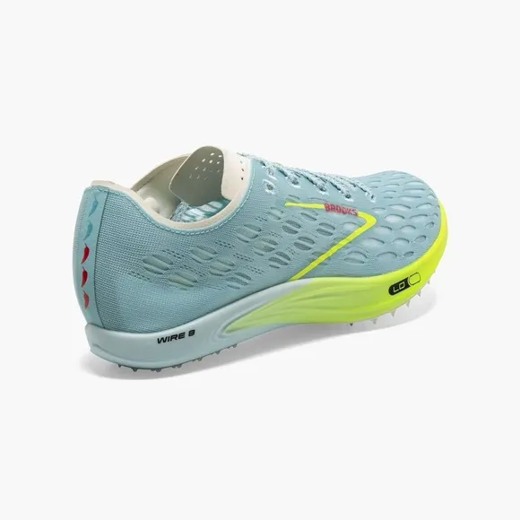 Brooks Wire V8 Long Distance Track Spikes in Blue Glow/Nightlife/Red size 11