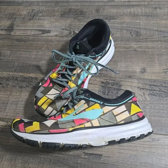 Brooks DNA Revel Running Sneakers Womens Multi-Color Geometric Print Shoes 7.5