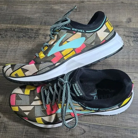 Brooks DNA Revel Running Sneakers Womens Multi-Color Geometric Print Shoes 7.5