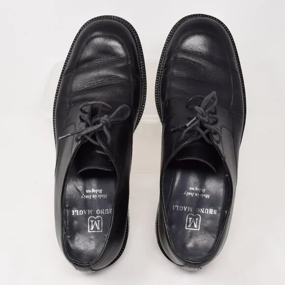 Bruno Magli Men Shoes 10.5 M Tiro Black Lace Up Leather Italy Traditional Career