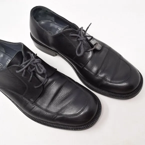Bruno Magli Men Shoes 10.5 M Tiro Black Lace Up Leather Italy Traditional Career