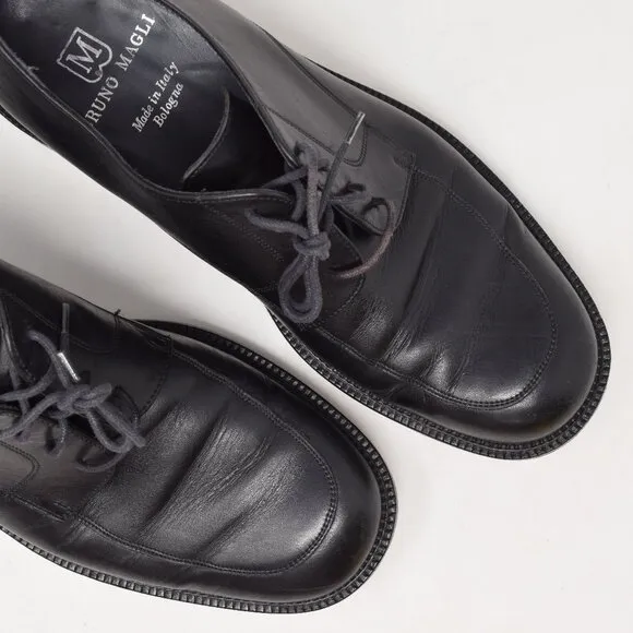 Bruno Magli Men Shoes 10.5 M Tiro Black Lace Up Leather Italy Traditional Career
