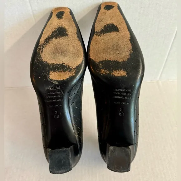 Bruno Magli -Perforated Genuine leather shoes with 2” heel.Made in Italy.Size 9