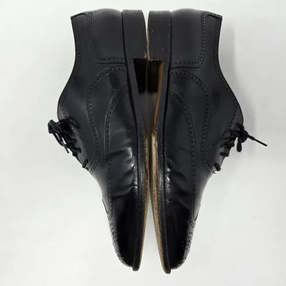 BRUNO MAGLI REMO WINGTIP BROGUE BLACK LEATHER OXFORD SHOES MENS 8.5 VINTAGE