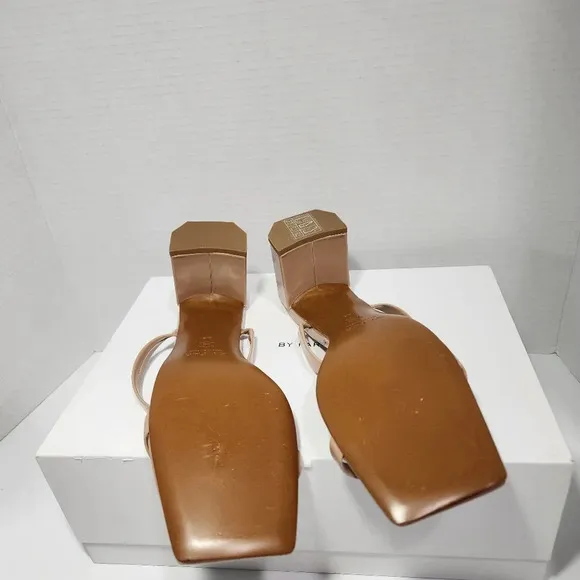 BY FAR Women's Tanya Nude Neutral Patent Leather Mule Sandal heels Size EU 39