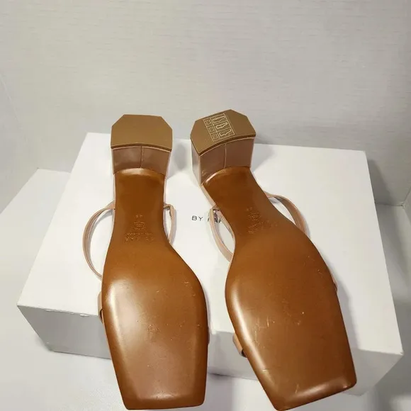 BY FAR Women's Tanya Nude Neutral Patent Leather Mule Sandal heels Size EU 39