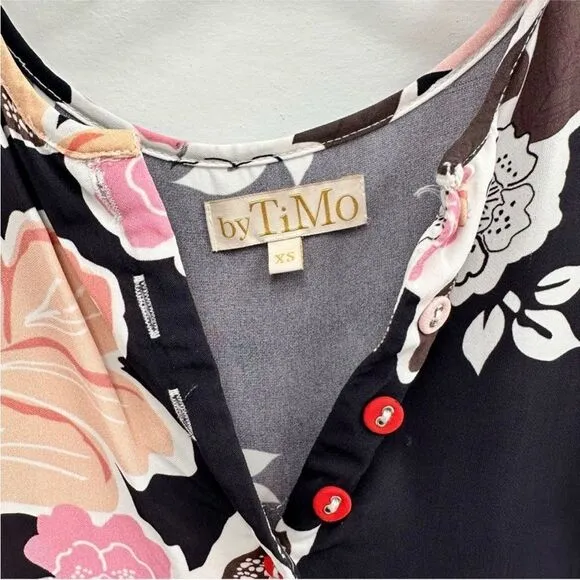 byTimo Multi-color Floral-Print Crepe De Chine Oversized Mini Dress Size XS