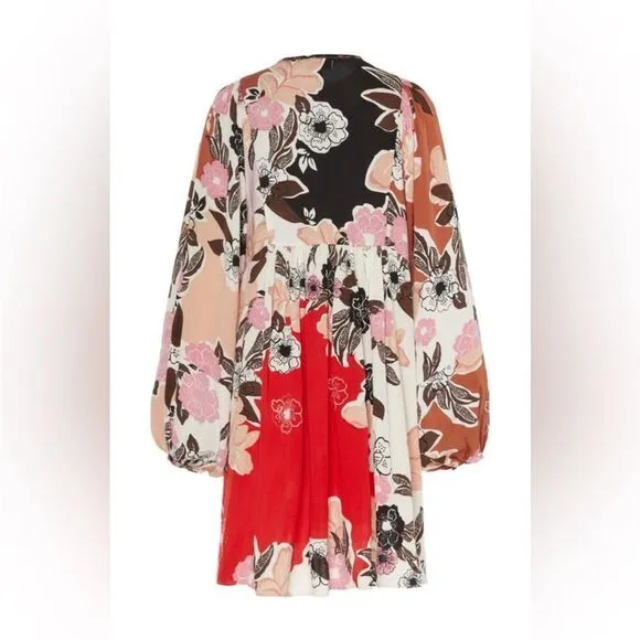 byTimo Multi-color Floral-Print Crepe De Chine Oversized Mini Dress Size XS