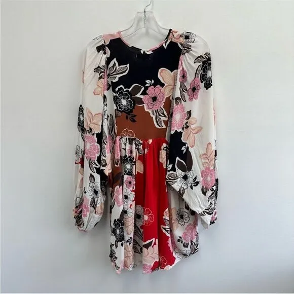 byTimo Multi-color Floral-Print Crepe De Chine Oversized Mini Dress Size XS