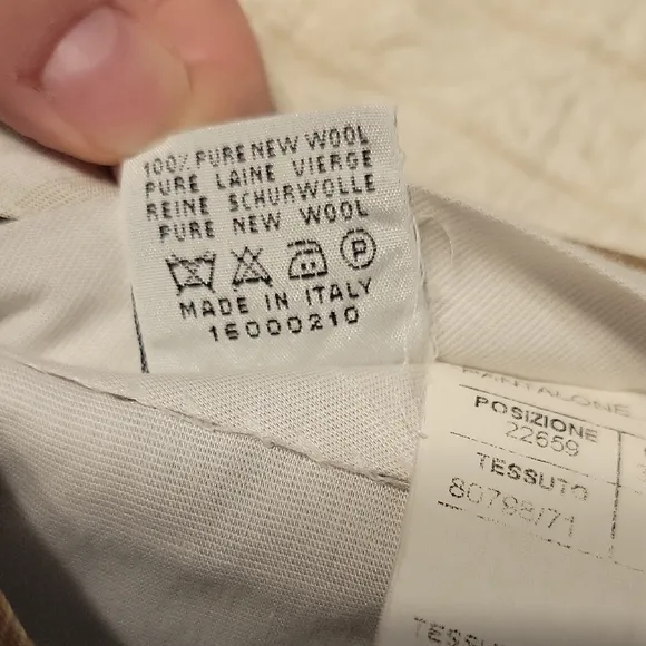 Canali Tan Chinos Classic Flat Front Design - 100% Wool - Made In Italy
