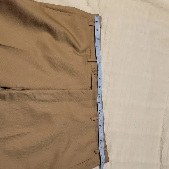 Canali Tan Chinos Classic Flat Front Design - 100% Wool - Made In Italy