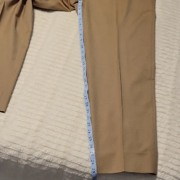 Canali Tan Chinos Classic Flat Front Design - 100% Wool - Made In Italy