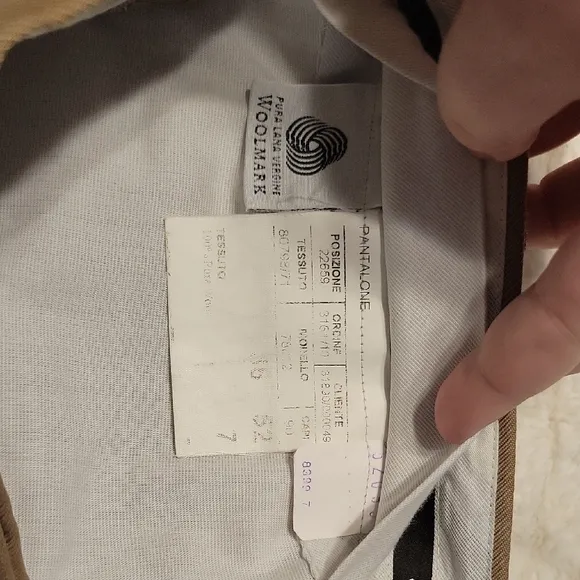 Canali Tan Chinos Classic Flat Front Design - 100% Wool - Made In Italy