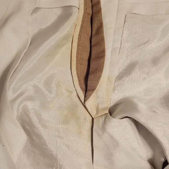 Canali Tan Chinos Classic Flat Front Design - 100% Wool - Made In Italy