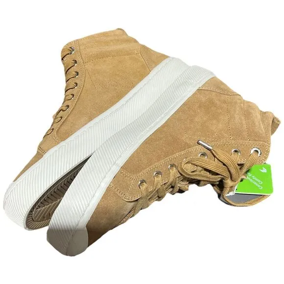 Cariuma Shoes Mens 9.5 OCA High Sneakers Camel Brown Suede White Sole WMNS 11