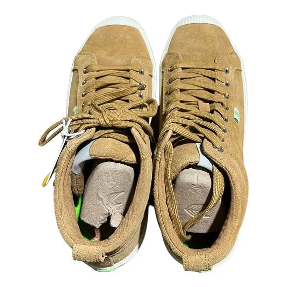 Cariuma Shoes Mens 9.5 OCA High Sneakers Camel Brown Suede White Sole WMNS 11