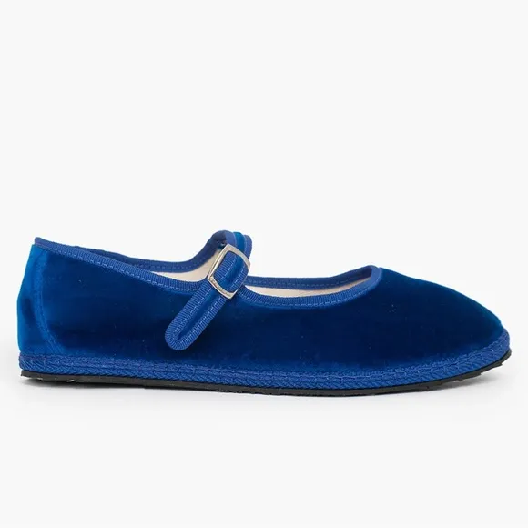 Cayumas Women’s Boheme Bluette Mary Jane Shoes Size 38 Blue Velvet Flat Like New