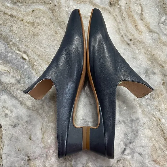 Celtic &amp; Co Navy Blue Leather Mules Minimalist Neutral Office Career Shoes