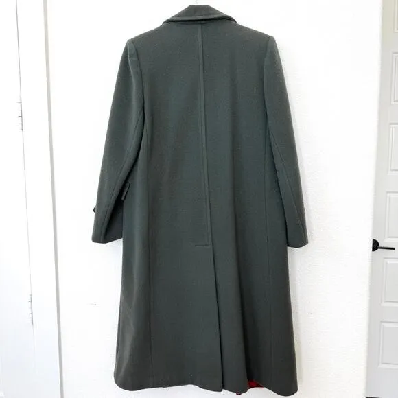 CENTRAL PARK Wool Coat Deep Green Double Breasted Paisley Lining Long VTG