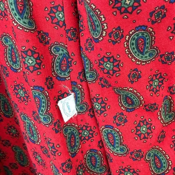 CENTRAL PARK Wool Coat Deep Green Double Breasted Paisley Lining Long VTG