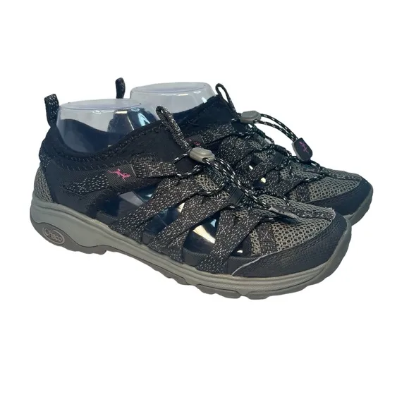 Chaco Outcross Evo 1 Hiking Shoes Drawstring Sandals Outdoor Black Gray Women 7