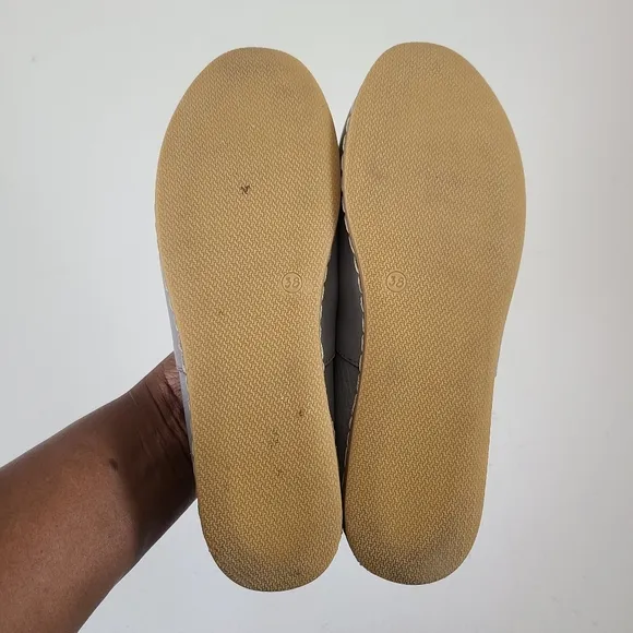 Charix Gray Leather Flat Loafer Shoes 38 Size 8