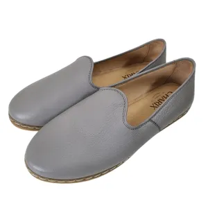 Charix Gray Leather Flat Loafer Shoes 38 Size 8