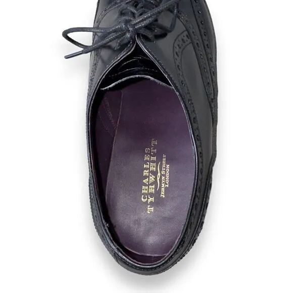 Charles Tyrwhitt Derby Brogue Wingtip Shoes Black Leather Men's 9.5