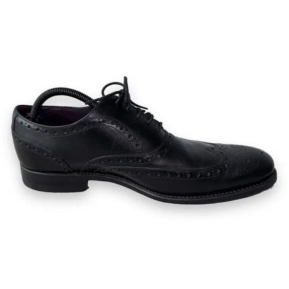 Charles Tyrwhitt Derby Brogue Wingtip Shoes Black Leather Men's 9.5