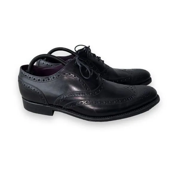 Charles Tyrwhitt Derby Brogue Wingtip Shoes Black Leather Men's 9.5