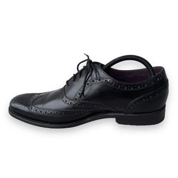 Charles Tyrwhitt Derby Brogue Wingtip Shoes Black Leather Men's 9.5