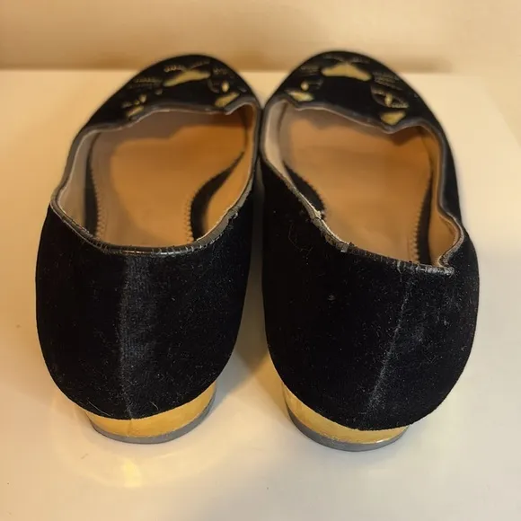 Charlotte Olympia Black Kitty Cat Flat Shoes size 39 (9US)