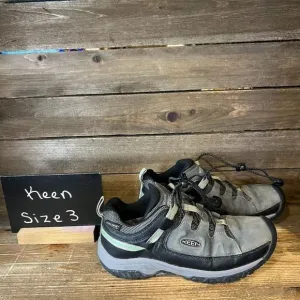 Childrens Big Kids Keen Targhee Low Gray Leather‎ Outdoor Hiking Shoes Size 3 Y