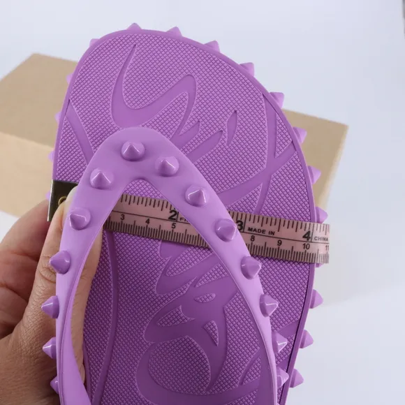 Christian Louboutin 37 Super Loubi Flip Donna Peony Spike Purple Flip Flops E848