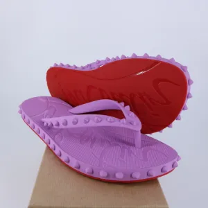 Christian Louboutin 37 Super Loubi Flip Donna Peony Spike Purple Flip Flops E848