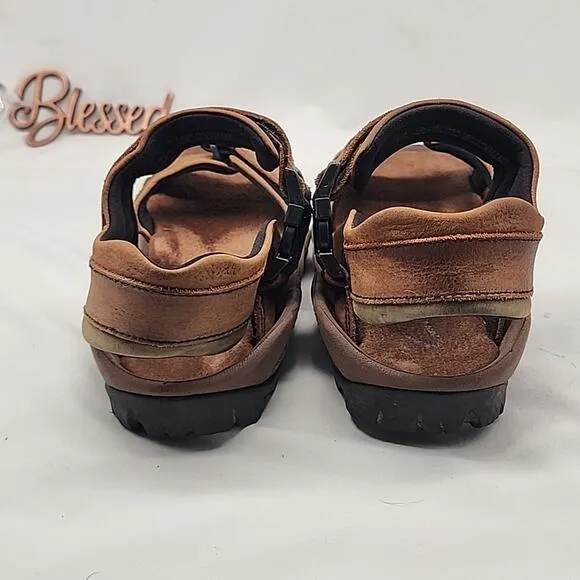 CLARKS AIR TREK TOUGH NUBUCK LEATHER MENS 13 TREKKING SANDALS IN FAIRLY VGUC