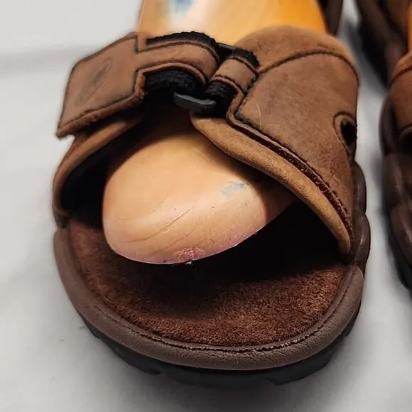 CLARKS AIR TREK TOUGH NUBUCK LEATHER MENS 13 TREKKING SANDALS IN FAIRLY VGUC