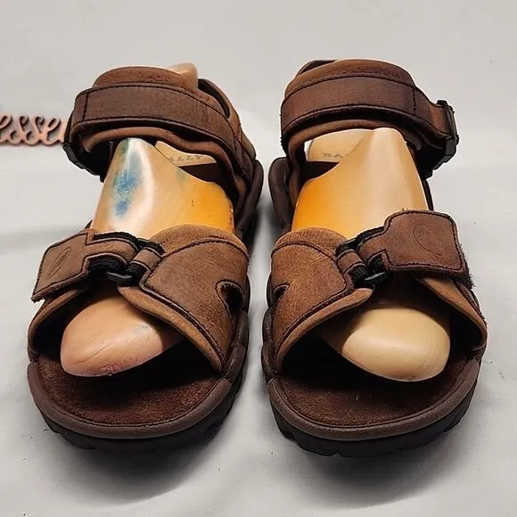 CLARKS AIR TREK TOUGH NUBUCK LEATHER MENS 13 TREKKING SANDALS IN FAIRLY VGUC