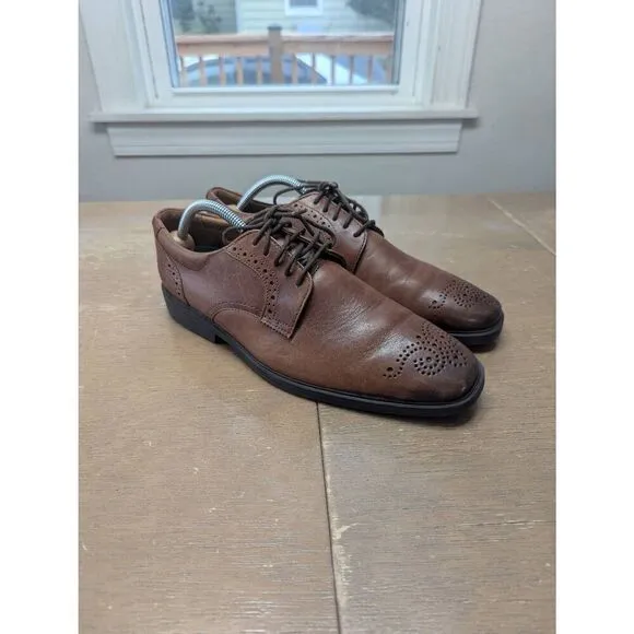 Clarks Collection Clarkslite Tie Slip On Dress Shoes men's size 9.5M tan combi