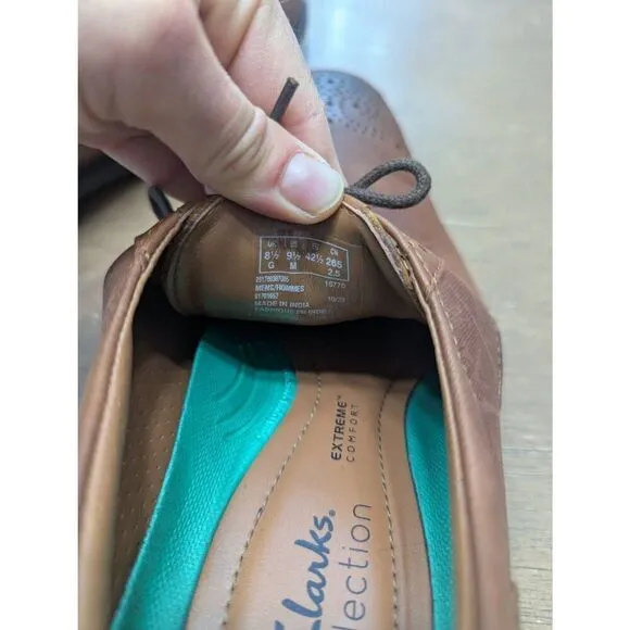 Clarks Collection Clarkslite Tie Slip On Dress Shoes men's size 9.5M tan combi