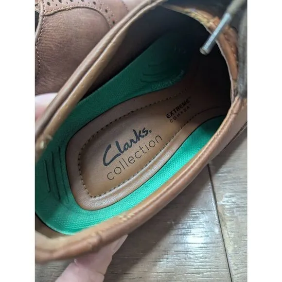 Clarks Collection Clarkslite Tie Slip On Dress Shoes men's size 9.5M tan combi