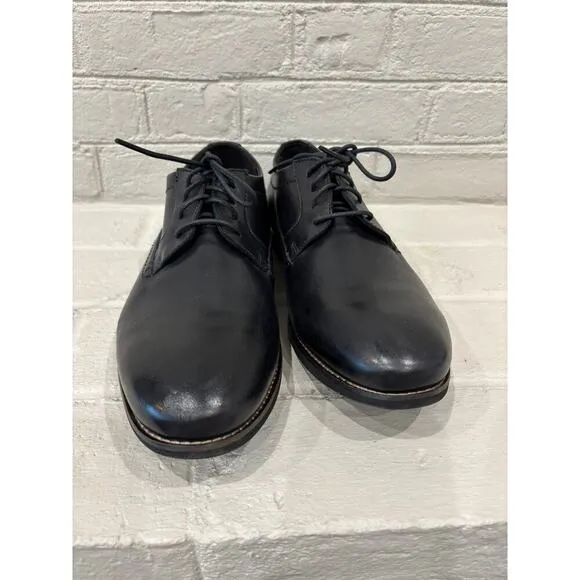 Clarks Men's Raharto Plain Oxford Shoes Black Leather NWOT 11.5