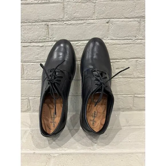 Clarks Men's Raharto Plain Oxford Shoes Black Leather NWOT 11.5