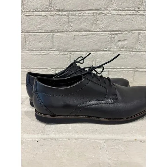 Clarks Men's Raharto Plain Oxford Shoes Black Leather NWOT 11.5