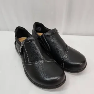 Clarks Size 7 Womens Carleigh Ray Slip-On Shoe Black Leather Comfort New