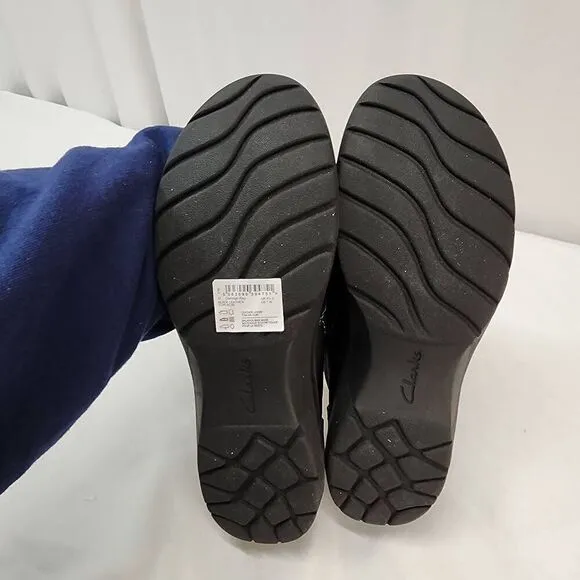 Clarks Size 7 Womens Carleigh Ray Slip-On Shoe Black Leather Comfort New
