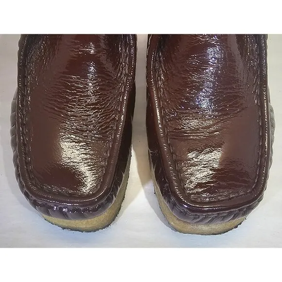 Clarks Women's Originals Wallabee   Maroon Burgundy Patent Shoe Size 7.5