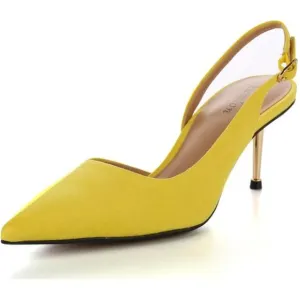 Closed Toe Slingback Heels Yellow-2.6 Inch Metal Heel